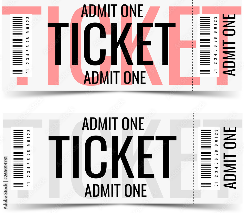 Modern ticket design. Realistic ticket. Admit one. Pass. - obrazy, fototapety, plakaty 
