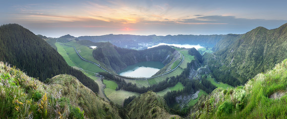 Wall Mural - sao miguel island and lake ponta delgada, azores