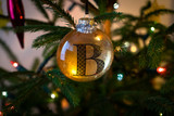 Fototapeta Sport - Christmas bauble on a Christmas tree with the letter B