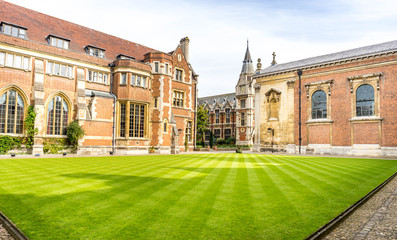 Old court of Pembroke College in the University of Cambridge, England. It is the third-oldest college of the university and has over 700 students and fellows