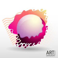 Poster - Modern abstract vector banner. Form of liquid and spray. Flat geometric shapes. Glowing circle in the center for text. Colorful trendy gradients and soft color tones. Textured Forms.