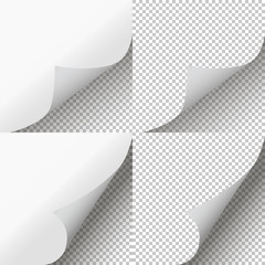 Wall Mural - Pages curl set. Page peel transparent. Vector