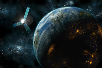 Wall Mural - satellite over planet no.1