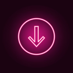 Poster - arrow to down neon icon. Elements of online and web set. Simple icon for websites, web design, mobile app, info graphics