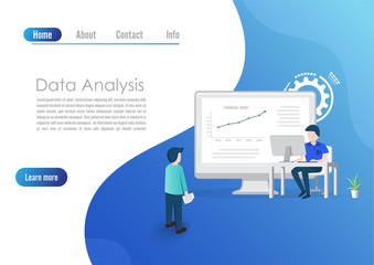Poster - Modern flat design concept of Big Data Analysis for website and computer website development. Landing page template. Digital information chart and statistic financial budget. Vector illustration