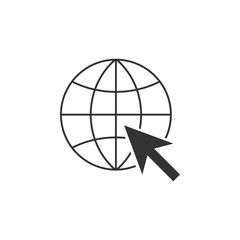 Poster - Go To Web icon isolated. Globe and cursor. Website pictogram. World wide web symbol. Flat design. Vector Illustration