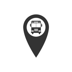 Poster - map pointer with bus icon isolated. flat design. vector illustration