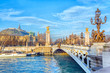 View of Alexandre III Bridge and Grand Palais (Grand Palace) across the Seine River, Paris, France