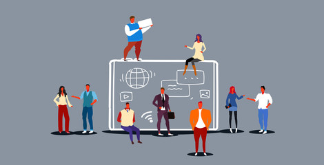 Poster - people group using tablet computer social media network communication concept digital device screen 