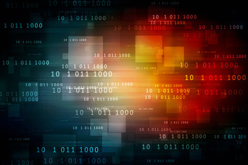 2d illustration abstract digital binary data on computer screen