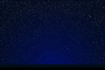 Wall Mural - grass on the starry night sky with dark blue glow.