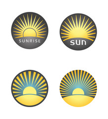 Wall Mural - set of summer badges with sunrise or sunset