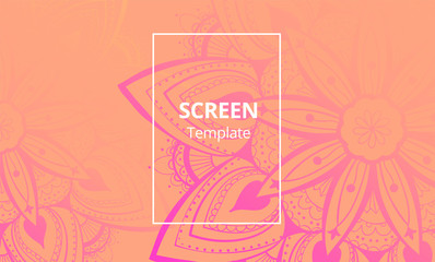 Computer screen design template with sofisticated mandala. Ethnic Mandala ornament.