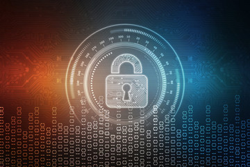 Poster - 2d illustration Safety concept: Closed Padlock on digital background