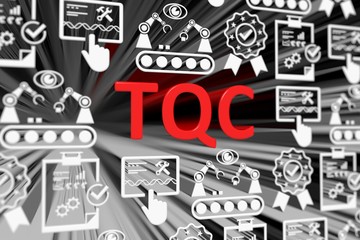 TQC concept blurred background 3d render illustration