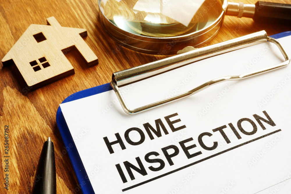 Home inspection form with clipboard and pen. - obrazy, fototapety, plakaty 