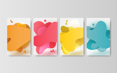 Wall Mural - illustration Minimal Vector cover designs. Future Poster white templates set concept.Creative design digital paper white cover business.Paper cut and craft style.Plastic liquid gradient waves pastel.
