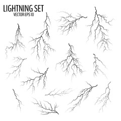 Poster - Set of black cracks and lightning bolts