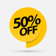 Sale of special offers. Discount with the price is 50. An ad with a yellow tag for an advertising campaign at retail on the day of purchase. vector illustration