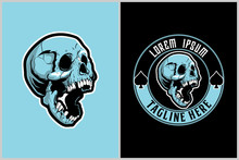 Human Skull Head Vector Badge Logo Round Template