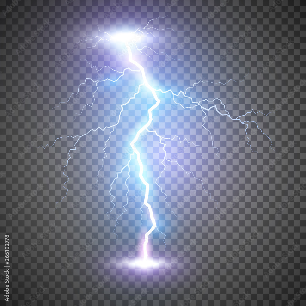 Lightning flash bolt or thunderbolt. Blue lightning or magic power ...