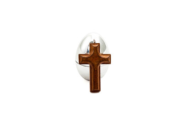 egg with of a Christian cross, Easter background