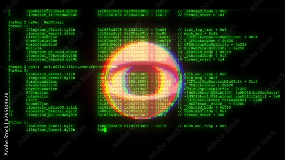 spy hacker wathing eye with encrypted programming security hacking code ...