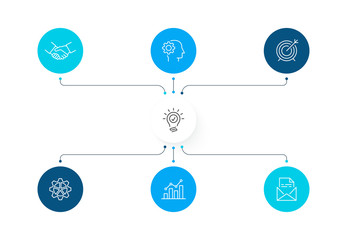 Poster - Flowchart infographic template with 6 steps or options. Vector business template for presentation.