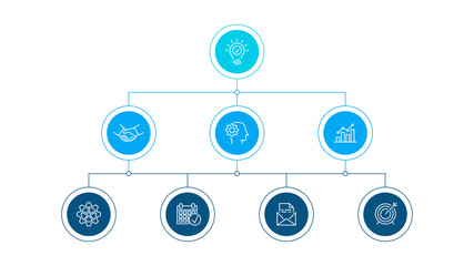 Poster - Flowchart infographic template with 8 steps or options. Vector business template for presentation.