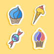 Candy sticker set hand draw colored in flat style