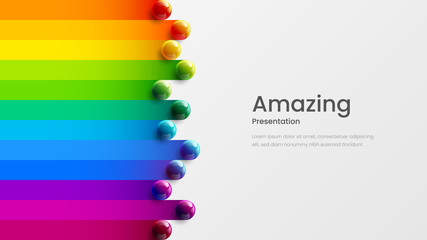 Amazing abstract vector 3D colorful balls illustration template for poster, flyer, magazine, journal, brochure, book cover. Corporate web site landing page minimal background and banner design layout.