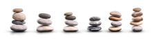 A Collection Of Pile Of Stones Isolated On A White Background