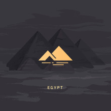 Vector Icon Of The Most Famous Symbol Of Egypt - The Pyramid. Egyptian Pyramids Icon Isolated On The Vector Image Of The Same Pyramids.