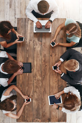 Wall Mural - Business meeting at the table. Vertical shot