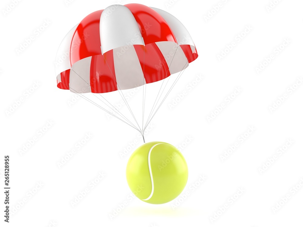 Tennis ball with parachute - obrazy, fototapety, plakaty 