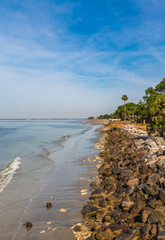 Poster - A rock seawall along a barrier island in Georgia