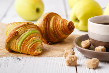 Wall Mural - Delicious breakfast with fresh croissants