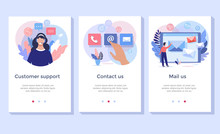 Contact Us Illustration Set, Perfect For Banner, Mobile App, Landing Page