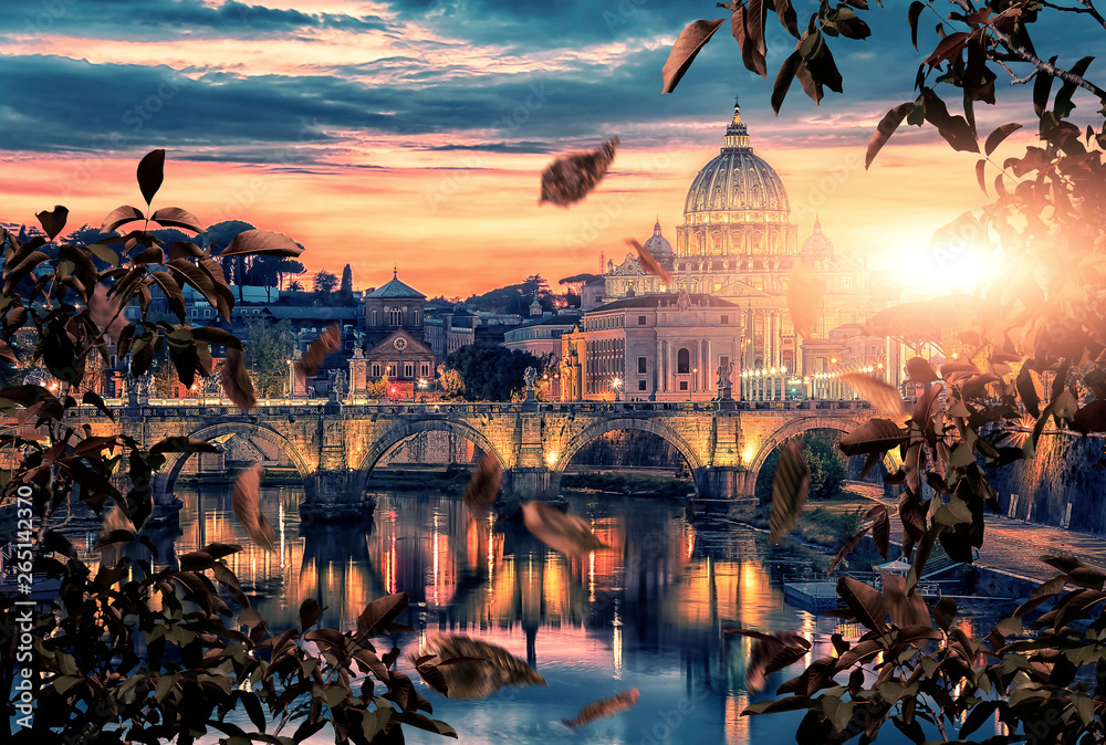 Miasto Rzym o zachodzie słońca - obrazy, fototapety, plakaty 