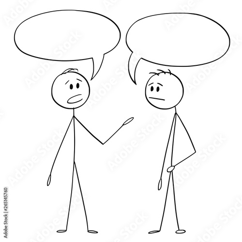 Cartoon Stick Figure Drawing Conceptual Illustration Of Two Men Or