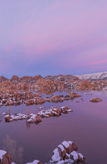 Poster - Winter Sunset at Watson Lake Prescott Arizona