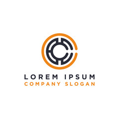 initial logo design C. Type of beautiful logo for all company brands with orange and blue colors. - Vector