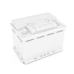 Poster - White Rechargeable Car Battery in Clay Style Duotone. 3d Rendering