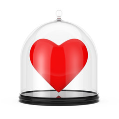 Aufkleber - Red Heart Inside the Glass Cloche Dome Bell. 3d Rendering