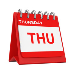 Poster - red desktop calendar icon showing a thursday page. 3d rendering