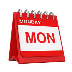 Poster - red desktop calendar icon showing a monday page. 3d rendering