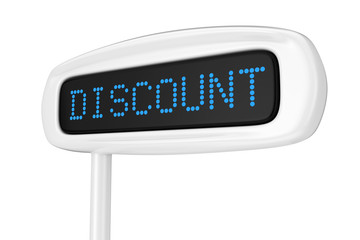 Poster - Abstract Cash Register Display Displaying Discount Blue Sign. 3d Rendering
