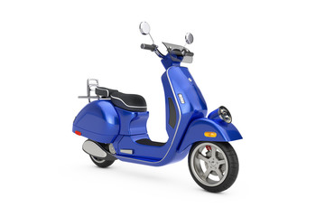 Poster - Blue Classic Vintage Retro or Electric Scooter. 3d Rendering