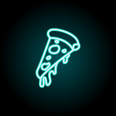 Poster - piece of pizza neon icon. Elements of fast food set. Simple icon for websites, web design, mobile app, info graphics