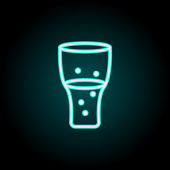 Poster - carbonated juice in glass neon icon. Elements of fast food set. Simple icon for websites, web design, mobile app, info graphics